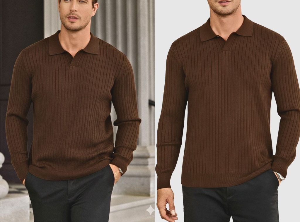 Sweater Drop collar -Brown