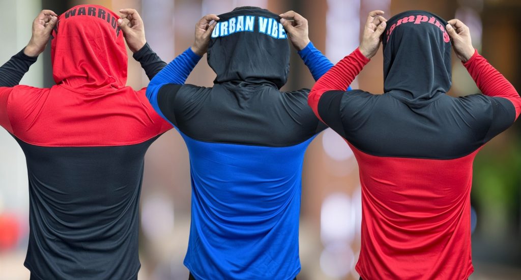 Hoodie t-shirt P1 (Red & Blue)